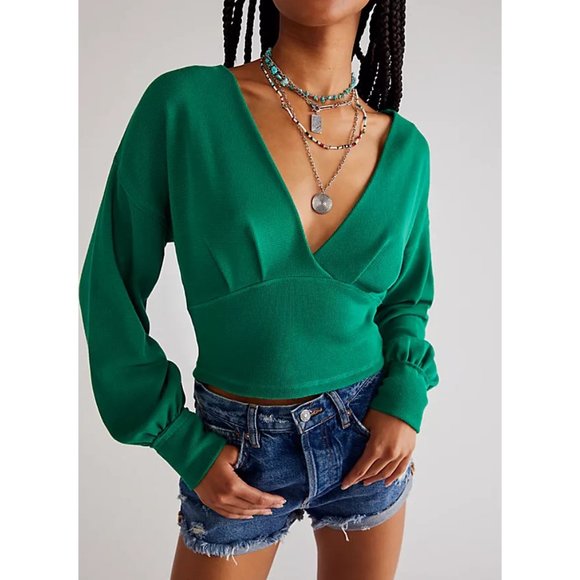 NWT FREE PEOPLE All Nighter Tee / Golf Green - Picture 1 of 9